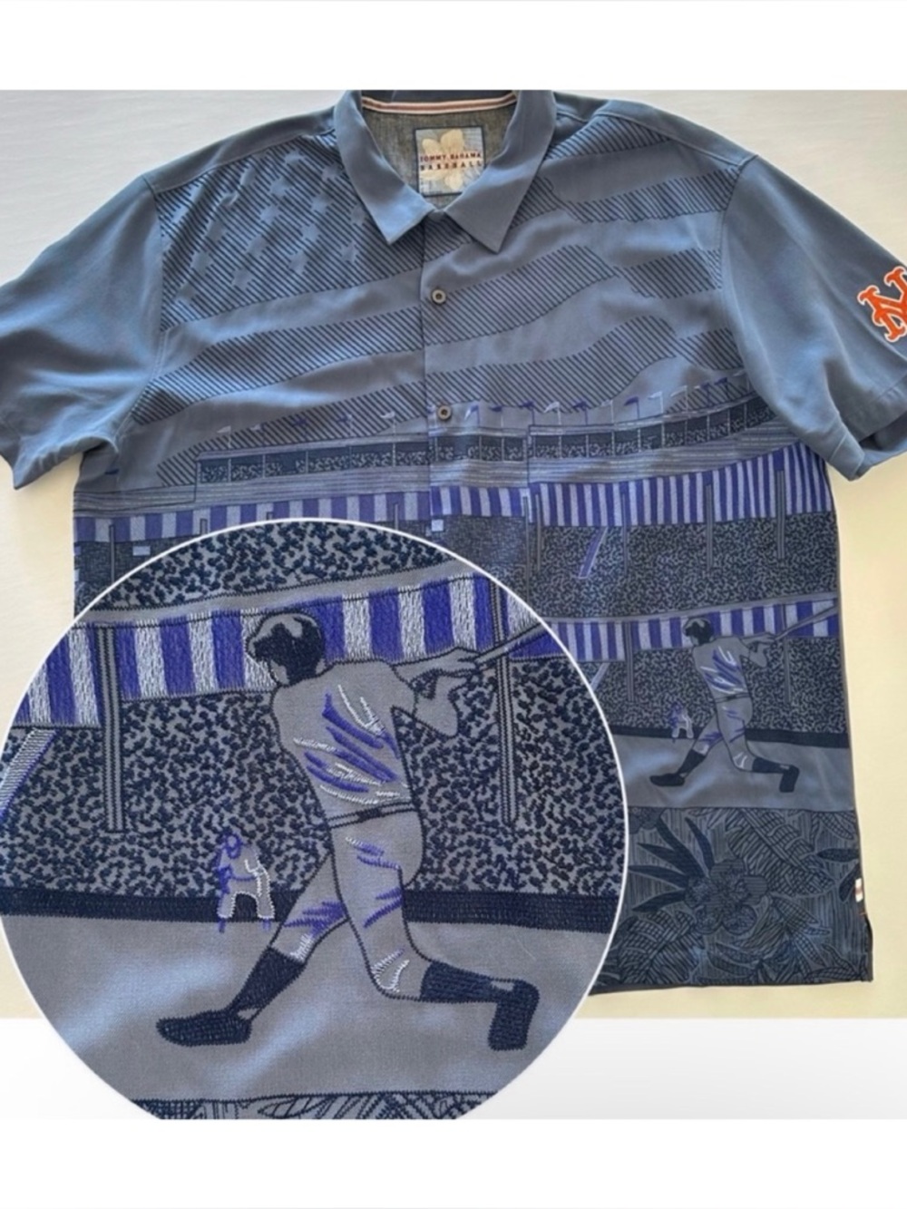 Tommy Bahama New York Mets NY Hawaiian Shirt Mens 3XL Royal 100% Silk